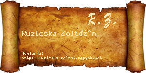 Ruzicska Zoltán névjegykártya